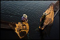 Above view of Intha fishermen. Inle Lake, Myanmar ( color)