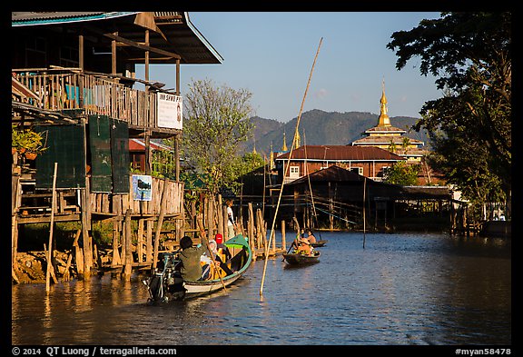 Canal in Ywama Village. Inle Lake, Myanmar (color)