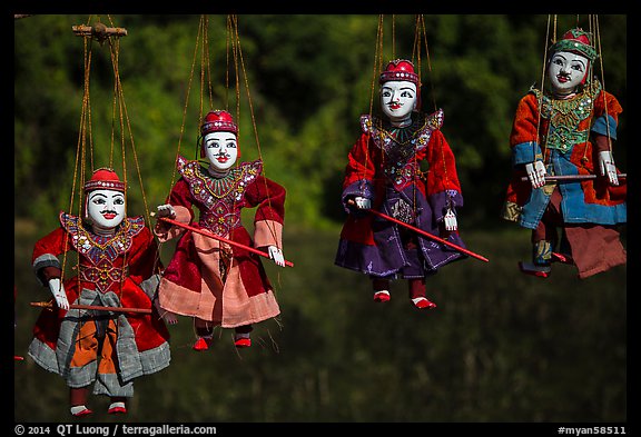 Traditional marionettes for sale. Inle Lake, Myanmar (color)