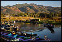 Canal, fields, and hills, Maing Thauk Village. Inle Lake, Myanmar ( color)