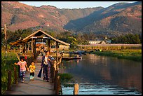 Pier and hills, Maing Thauk Village. Inle Lake, Myanmar ( color)