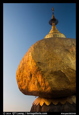 Golden Rock and Kyaiktiyo Pagoda at sunset. Kyaiktiyo, Myanmar (color)
