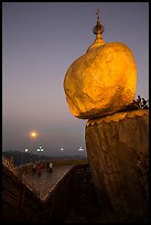 Golden Rock and lower platform at dawn. Kyaiktiyo, Myanmar ( color)