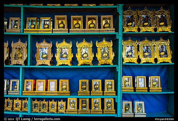 Golden Rock souvenirs for sale. Kyaiktiyo, Myanmar (color)