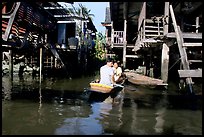 Houses along khlong on Thonbury canals. Bangkok, Thailand ( color)