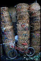 Bicycle and baskets near market. Bangkok, Thailand