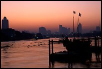 Sunset over Chao Phraya river. Bangkok, Thailand (color)