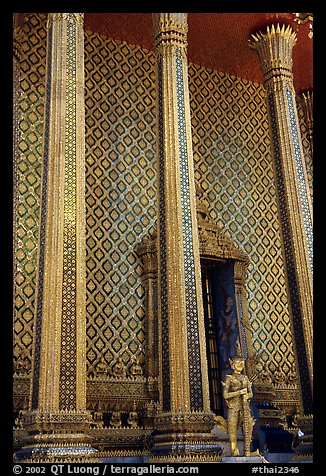 Gilded columns and walls, Wat Phra Kaew. Bangkok, Thailand (color)