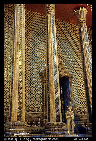 Gilded columns and walls, Wat Phra Kaew. Bangkok, Thailand