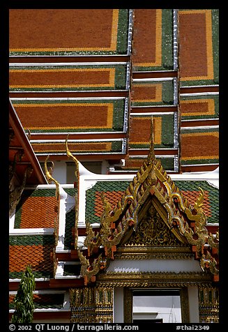 Roofs, Wat Pho. Bangkok, Thailand (color)