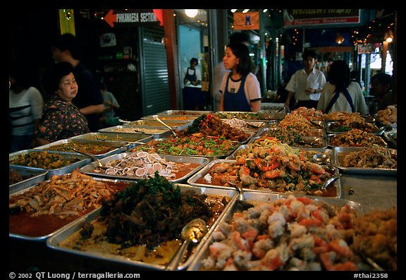 Variety of spicy foods in a market. Bangkok, Thailand (color)
