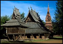 Thai rural temple architecture in northern style. Muang Boran, Thailand