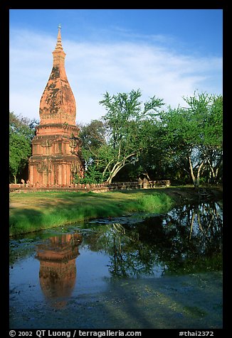 Chedi and pond. Muang Boran, Thailand (color)