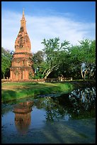 Chedi and pond. Muang Boran, Thailand (color)