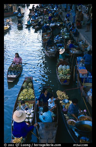 Canal from above, floating market. Damonoen Saduak, Thailand