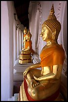 Buddhas images in gallery, Phra Pathom Wat. Nakhon Pathom, Thailand