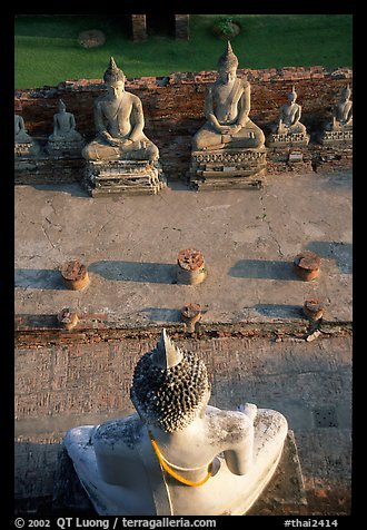 Buddha images, Wat Chai Mongkon. Ayutthaya, Thailand (color)