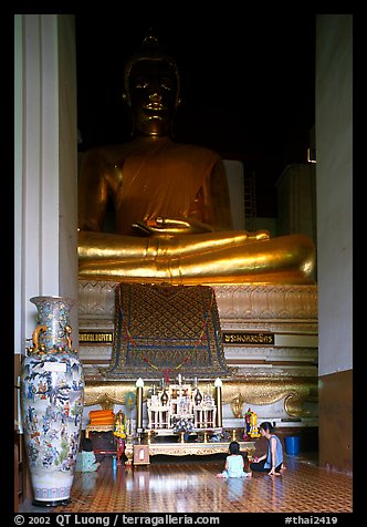 Large Buddha image in modern Wat. Ayutthaya, Thailand (color)