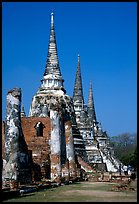 Ruined chedis. Ayuthaya, Thailand (color)