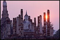 Wat Mahathat at sunset. Sukothai, Thailand (color)