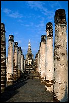 Ruined columns. Sukothai, Thailand