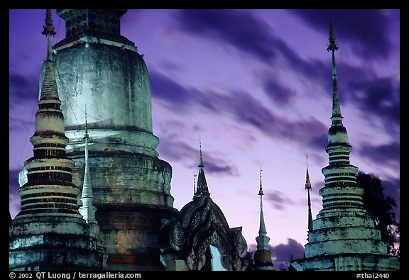 Wat Suan Dok temple at dusk. Chiang Mai, Thailand