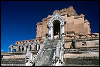 Ruined Wat Chedi Luang with elephants in the pediment. Chiang Mai, Thailand ( color)