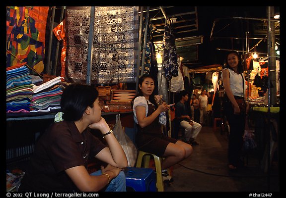 Vendors in the Night Bazaar. Chiang Mai, Thailand (color)