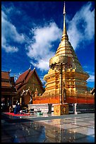 Gold umbrella and chedi of Wat Phra That Doi Suthep. Chiang Mai, Thailand