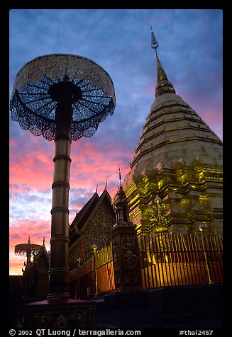 Wat Phra That Doi Suthep at sunset. Chiang Mai, Thailand (color)