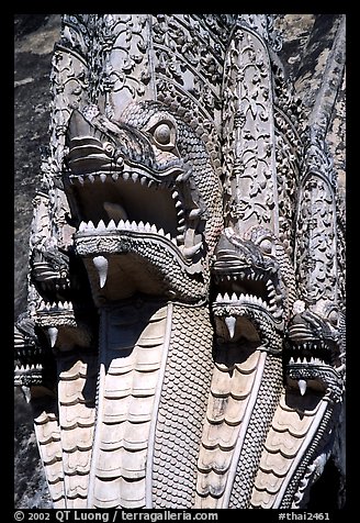 Nagas at Wat Chedi Luang. Chiang Mai, Thailand (color)