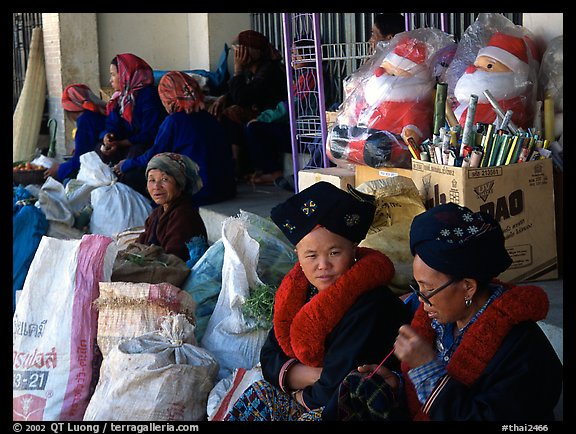 Tribeswomen at market. Chiang Rai, Thailand