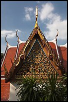 Gilded temple roof, Phu Kaho Thong. Bangkok, Thailand (color)