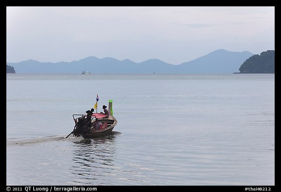 Boat and hazy horizon. Krabi Province, Thailand