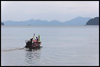 Boat and hazy horizon. Krabi Province, Thailand (color)