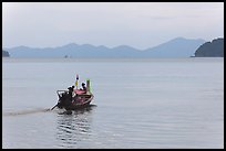 Boat and hazy horizon. Krabi Province, Thailand