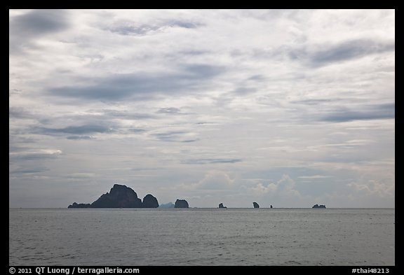 Distant rocky islets, Ao Nang, Andaman Sea. Krabi Province, Thailand (color)