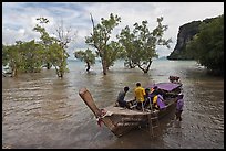 Boat boarding amongst mangroves, Ao Railay East. Krabi Province, Thailand