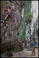 Rock climbers on beach, Ao Railay East. Krabi Province, Thailand ( color)