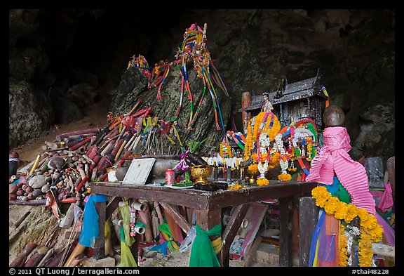 Pranang Cave shrine, Rai Leh. Krabi Province, Thailand (color)