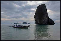 Boat and Happy Island, Railay. Krabi Province, Thailand (color)