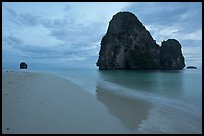 Happy Island reflected on beach, Railay. Krabi Province, Thailand (color)