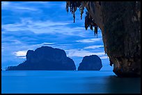 Limestone stalactite framing islets, Rai Leh. Krabi Province, Thailand