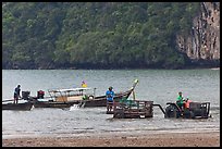 Tractor and longtail boat,  Railay East. Krabi Province, Thailand