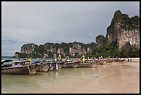 Boats and cliffs,  Hat Rai Leh West. Krabi Province, Thailand