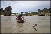 Tail of boat, and Railay East. Krabi Province, Thailand