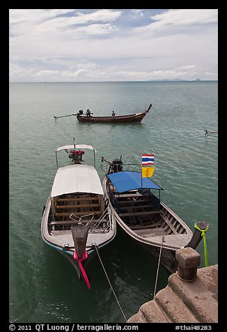 Boats and Andaman Sea, Ao Nammao. Krabi Province, Thailand (color)