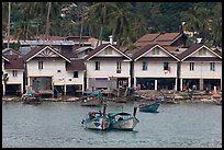 Boats and waterfront houses, Tonsai Village, Phi-Phi island. Krabi Province, Thailand (color)