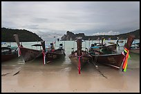 Long tail boats and bay, Ao Lo Dalam, Ko Phi-Phi island. Krabi Province, Thailand