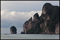 Cliffs and clouds, Lo Dalam bay, Ko Phi-Phi island. Krabi Province, Thailand